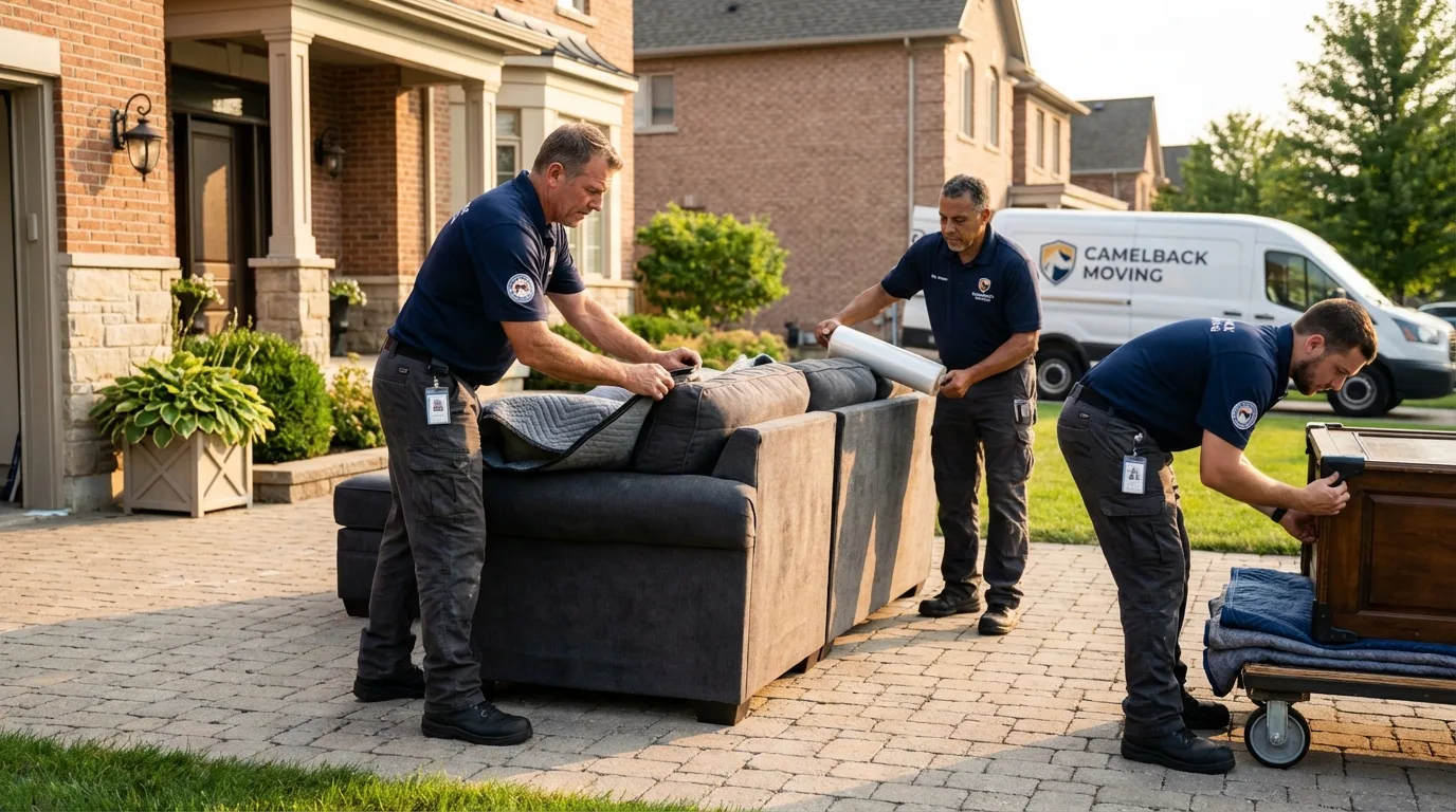 Large estate moving crew wrapping furniture in Jacksonville, AR